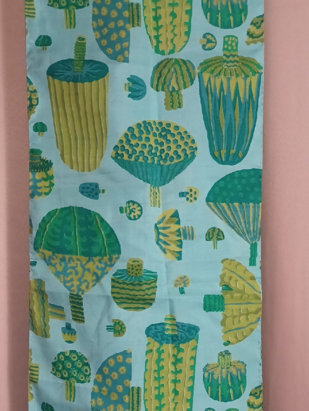 Vintage Thai Silk Scarf Star Of Siam Bangkok Handwoven Mod Botanical 72×12 - Picture 6 of 16